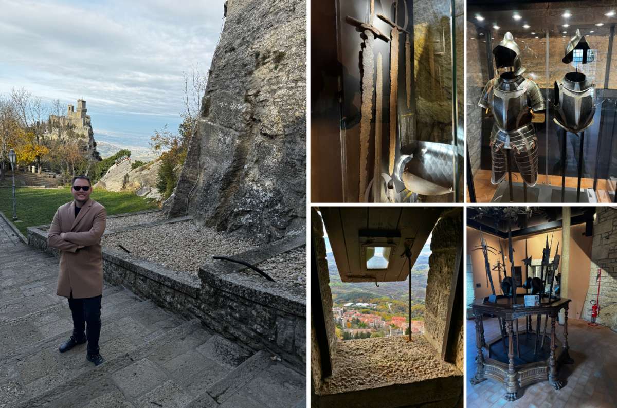 Collage of San Marino’s Guaita fortress, Italy, photo by Next Level of Travel