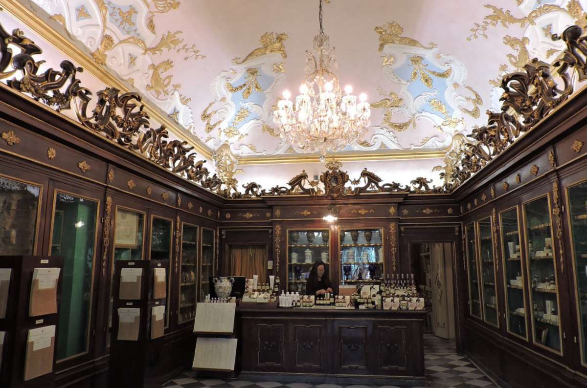 a photo of the interior of Officina Profumo-Farmaceutica di Santa Maria Novella, Florence, Italy