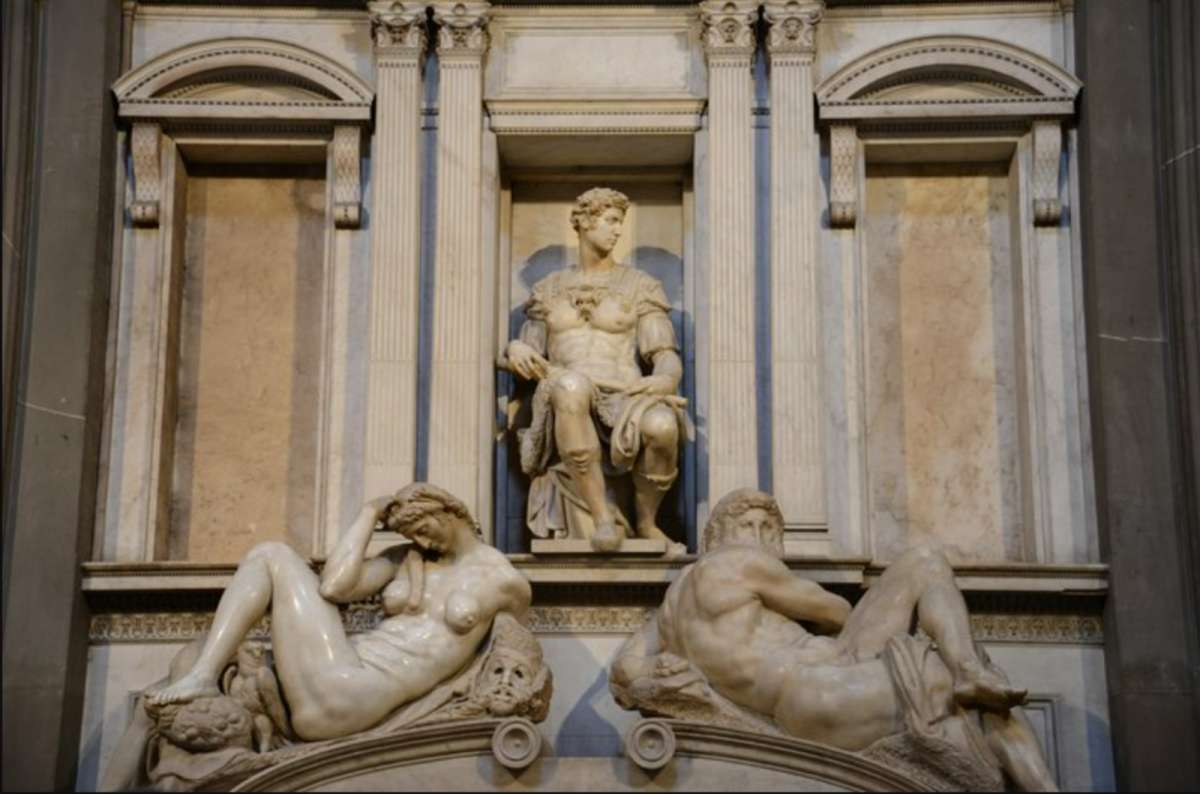 Michelangelo’s Night and Day with statue of Lorenzo de' Medici in Medici Chapel, Florence, Italy, 3 day itinerary