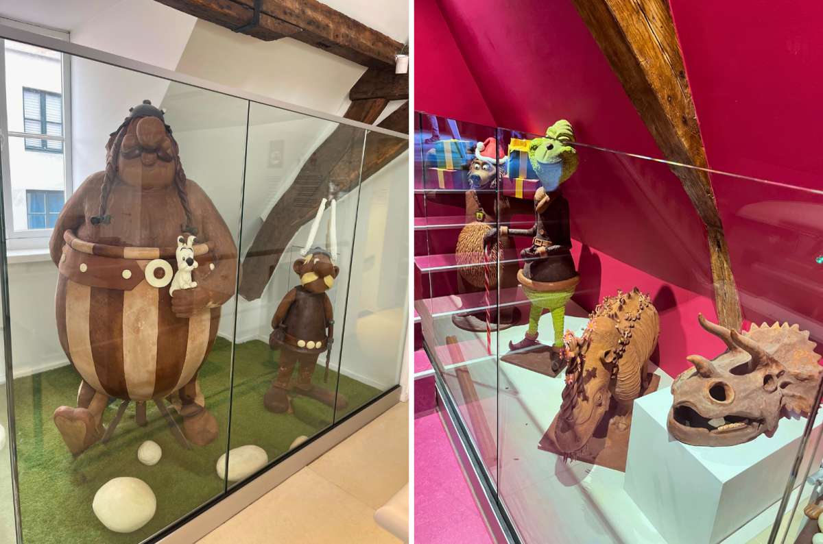 Chocolate sculptures of famous characters and animals displayed at Choco-Story Brussels,  photo by Next Level of Travel