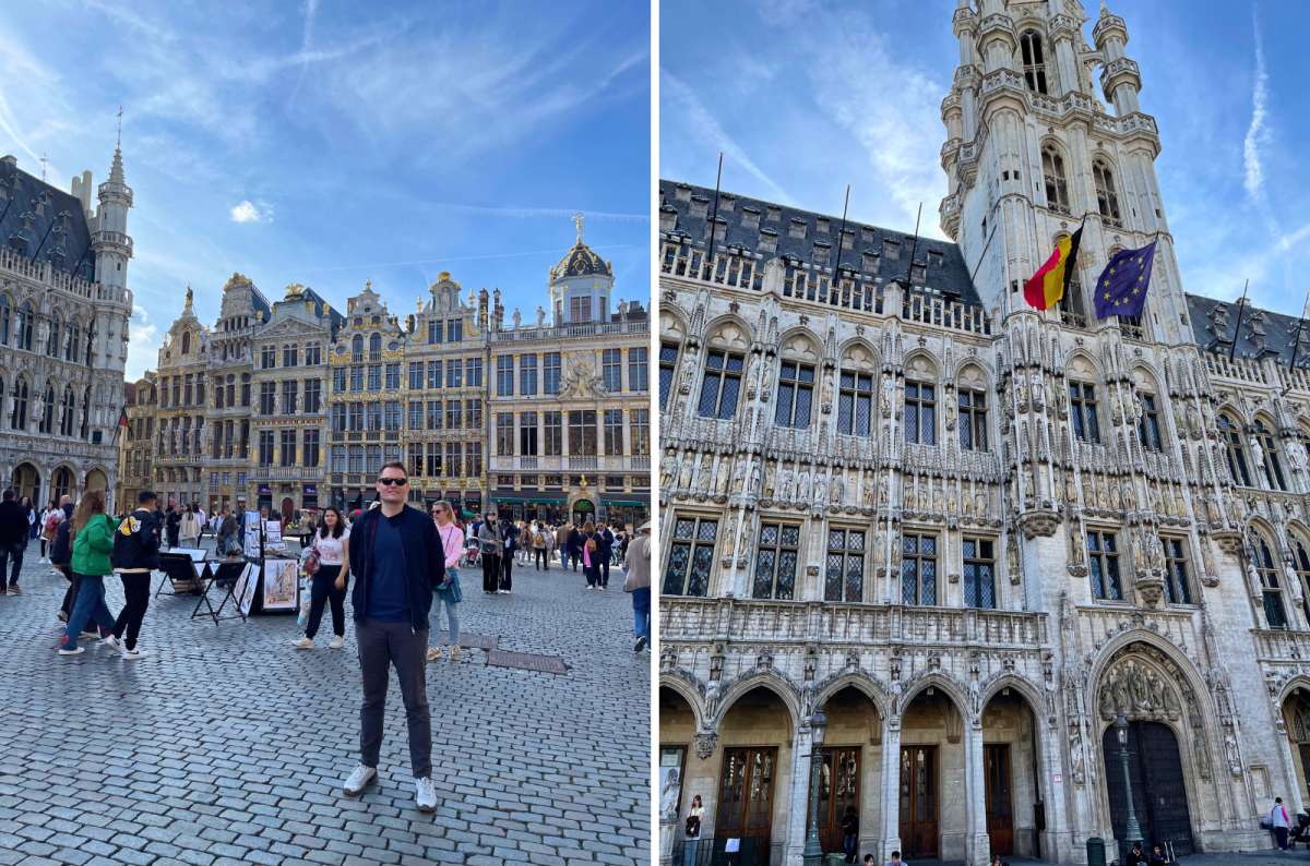 Grand Place in Brussels with ornate guildhalls and the Town Hall in the background, photo by Next Level of Travel