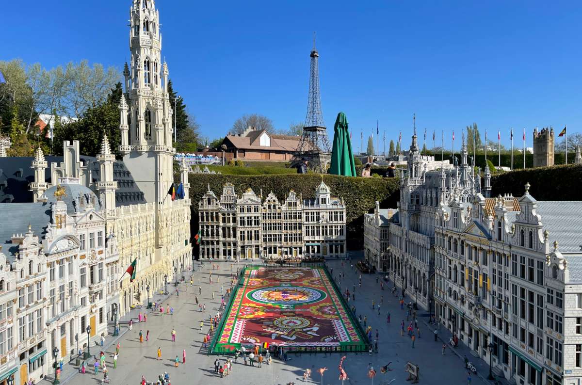 Mini-Europe model of Grand Place with flower carpet in Brussels, Belgium, photo by Next Level of Travel