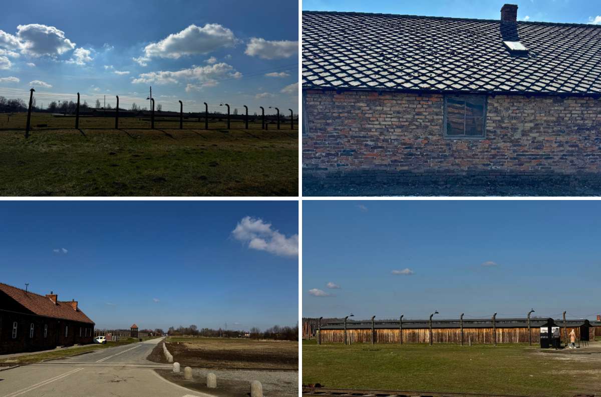 a collage of the general area of Auschwitz depicting the emptiness in the camp, Oświęcim, Poland, photo by Next Level of Travel