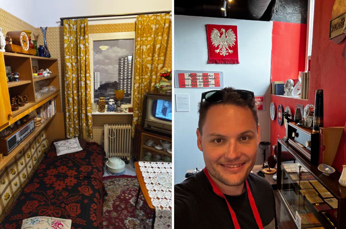 Exhibit in the Museum of Life under Communism in Warsaw, Poland, showing a 1970s-style Polish apartment and communist-era memorabilia, photo by Next Level of Travel