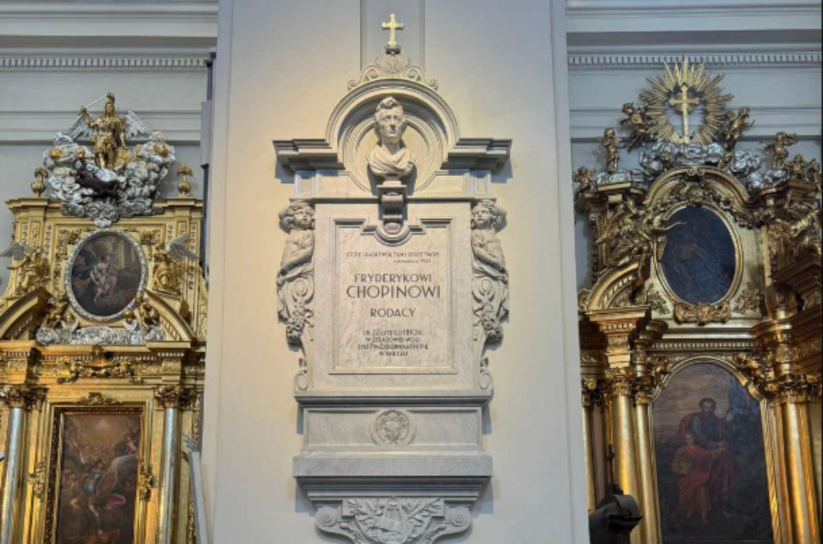 Monument inside Holy Cross Church in Warsaw dedicated to Frédéric Chopin, where his heart is preserved in an urn within a marble pillar