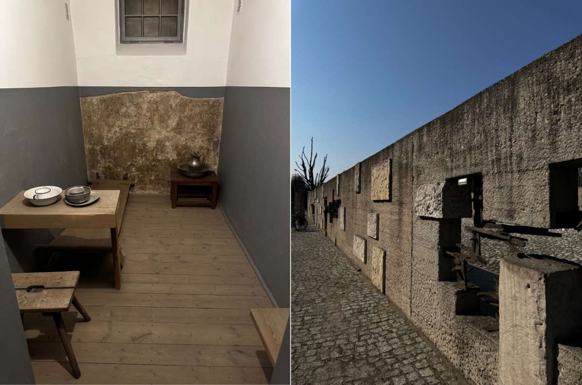 Reconstructed prison cell and memorial wall at Pawiak Prison Museum in Warsaw, photo by Next Level of Travel