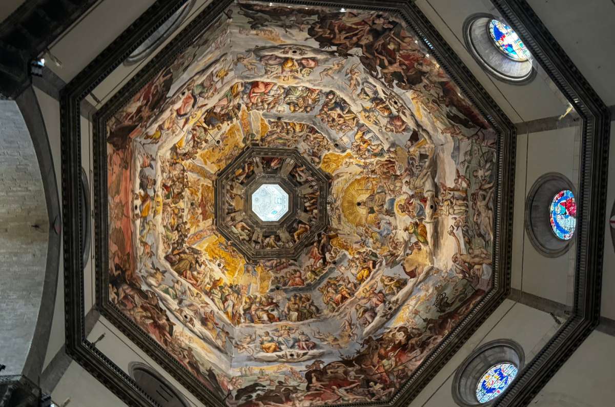 Interior view of the frescoed dome of Florence Cathedral (Duomo di Firenze), depicting the Last Judgment, Florence, Italy, photo by Next Level of Travel