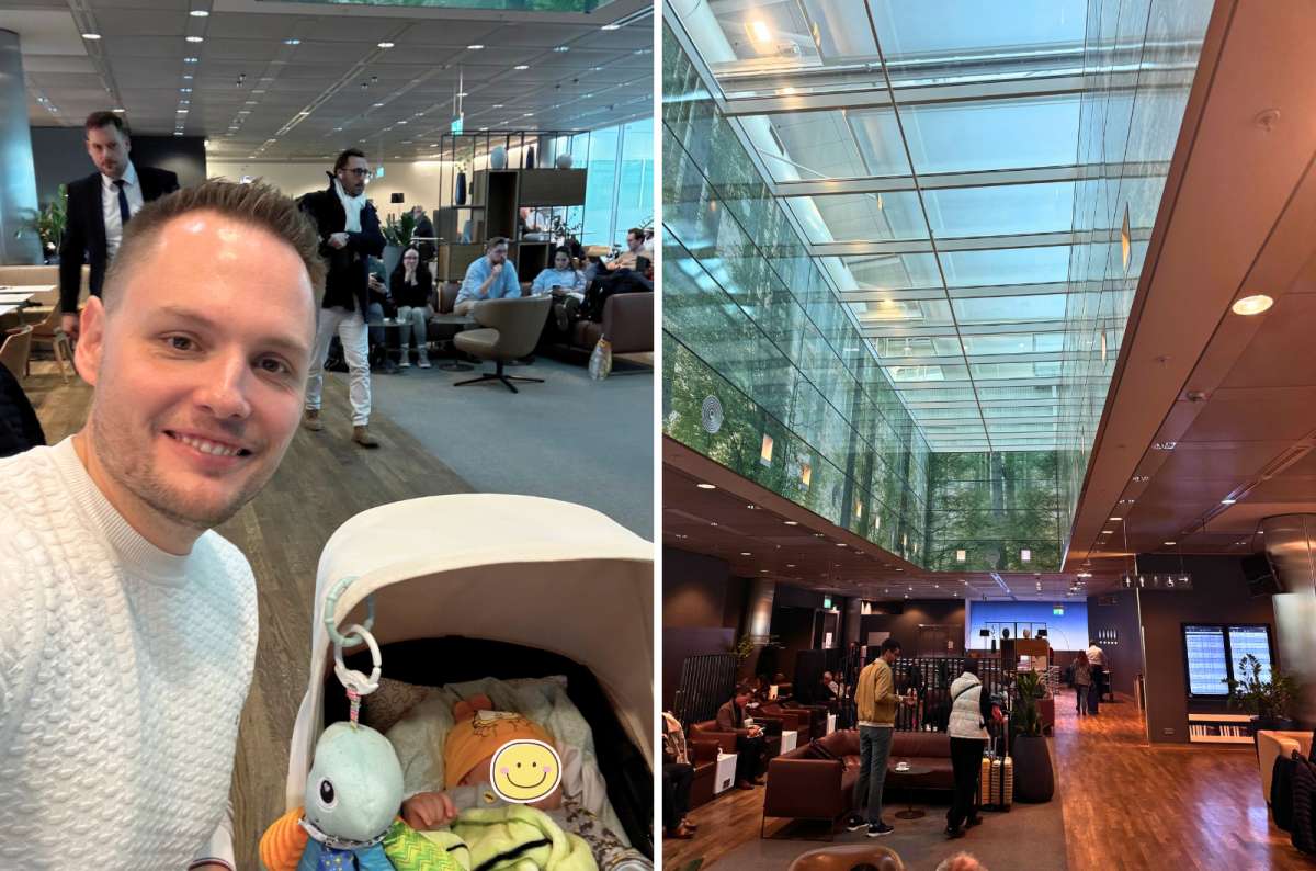 Discover Airlines Business Class lounge experience with seating area and passengers at Munich Airport, Munich, Germany, photo by Next Level of Travel