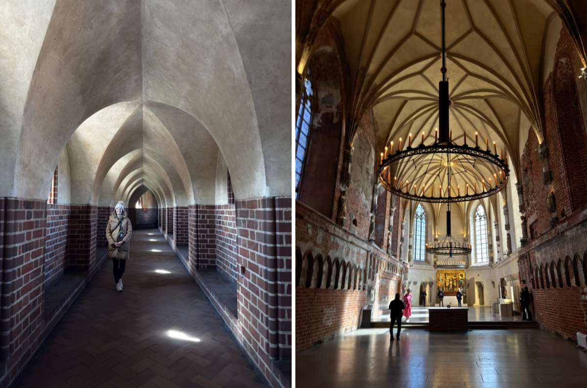 Gothic corridor and vaulted interior of the Chapter House and Church of the Blessed Virgin Mary in the High Castle of Malbork Castle in Malbork, Poland, photo by Next Level of Travel