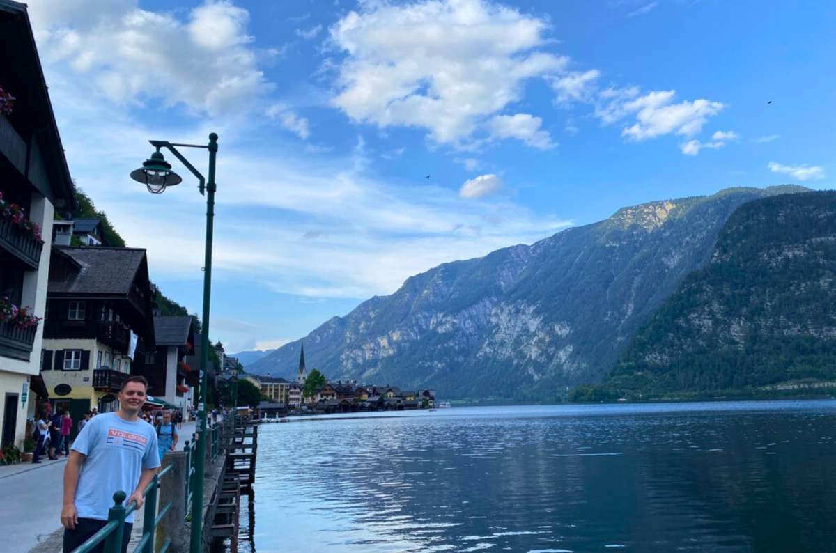 Hallstatt village on Lake Hallstatt with alpine mountains in the background, Hallstatt, Austria, photo by Next Level of Travel