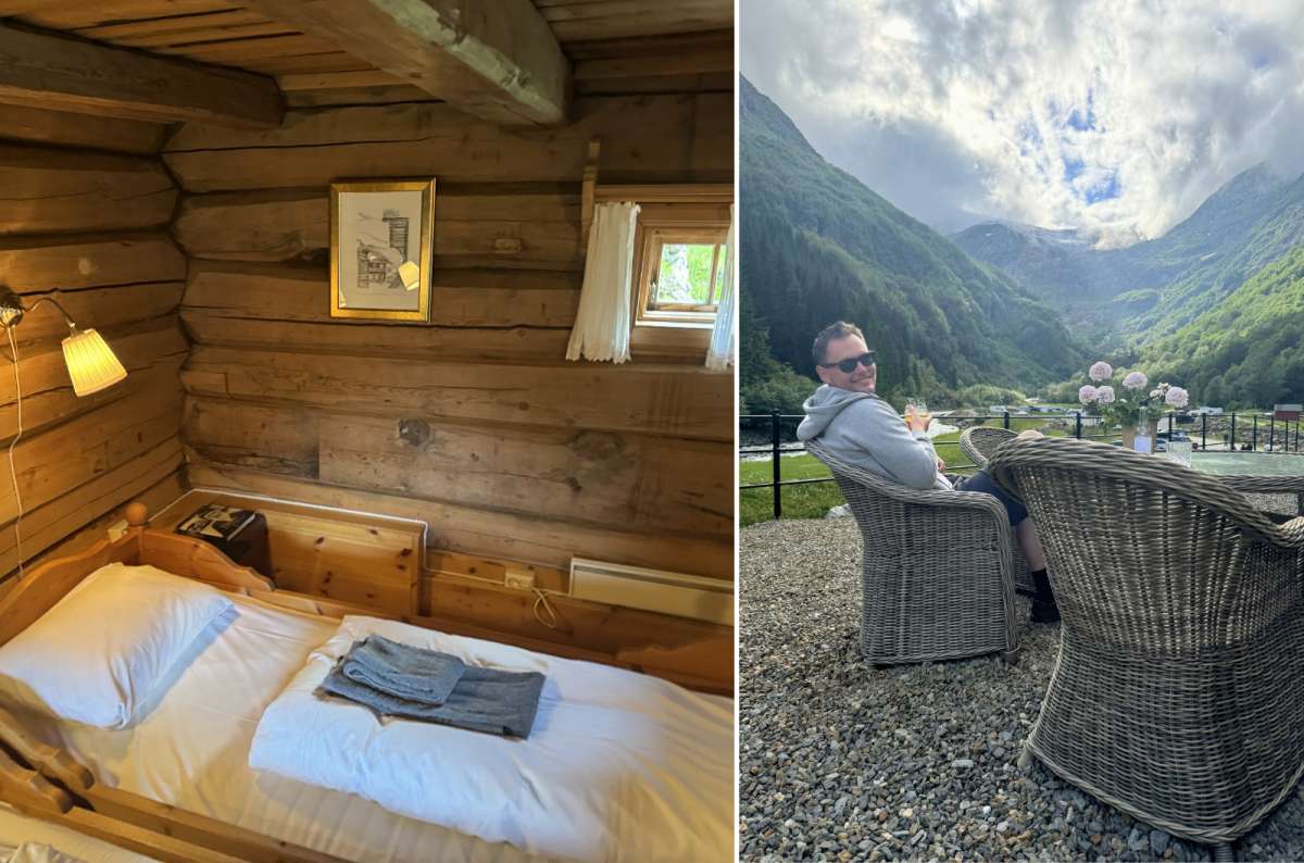 Man standing by a fjord surrounded by steep mountains and calm water in Norway, photo by Next Level of Travel