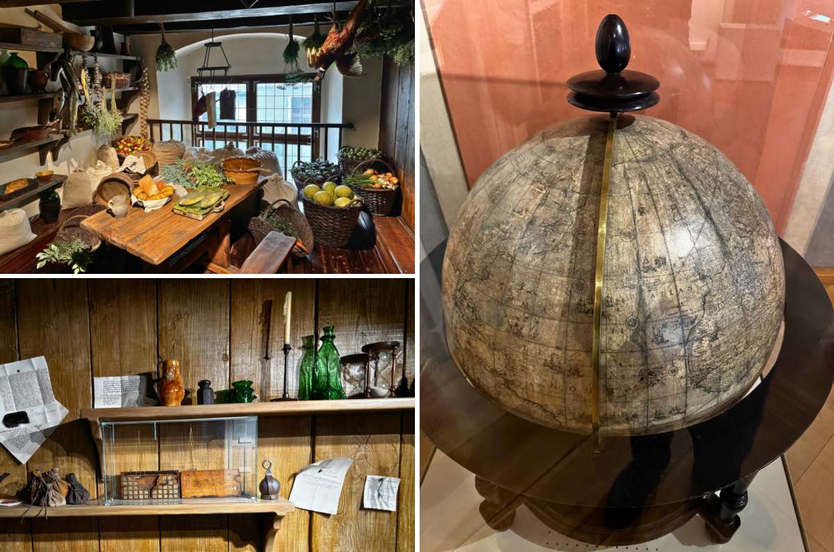 15th-century interior exhibits and historic globe at the House of Nicolaus Copernicus in Toruń, Poland, photo by Next Level of Travel