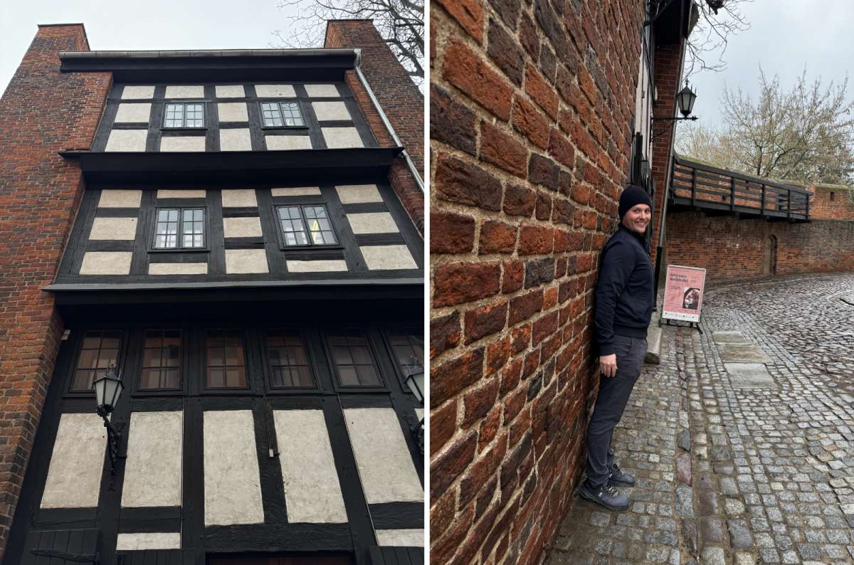 Leaning Tower of Toruń in Toruń, Poland, with medieval brick walls and half-timbered façade, photo by Next Level of Travel