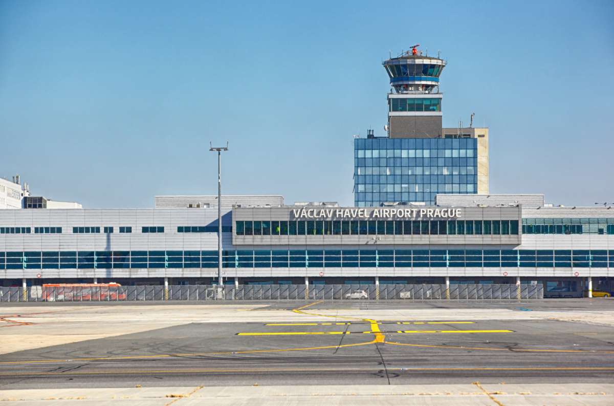 Václav Havel Airport Prague terminal and control tower in Prague, Czech Republic