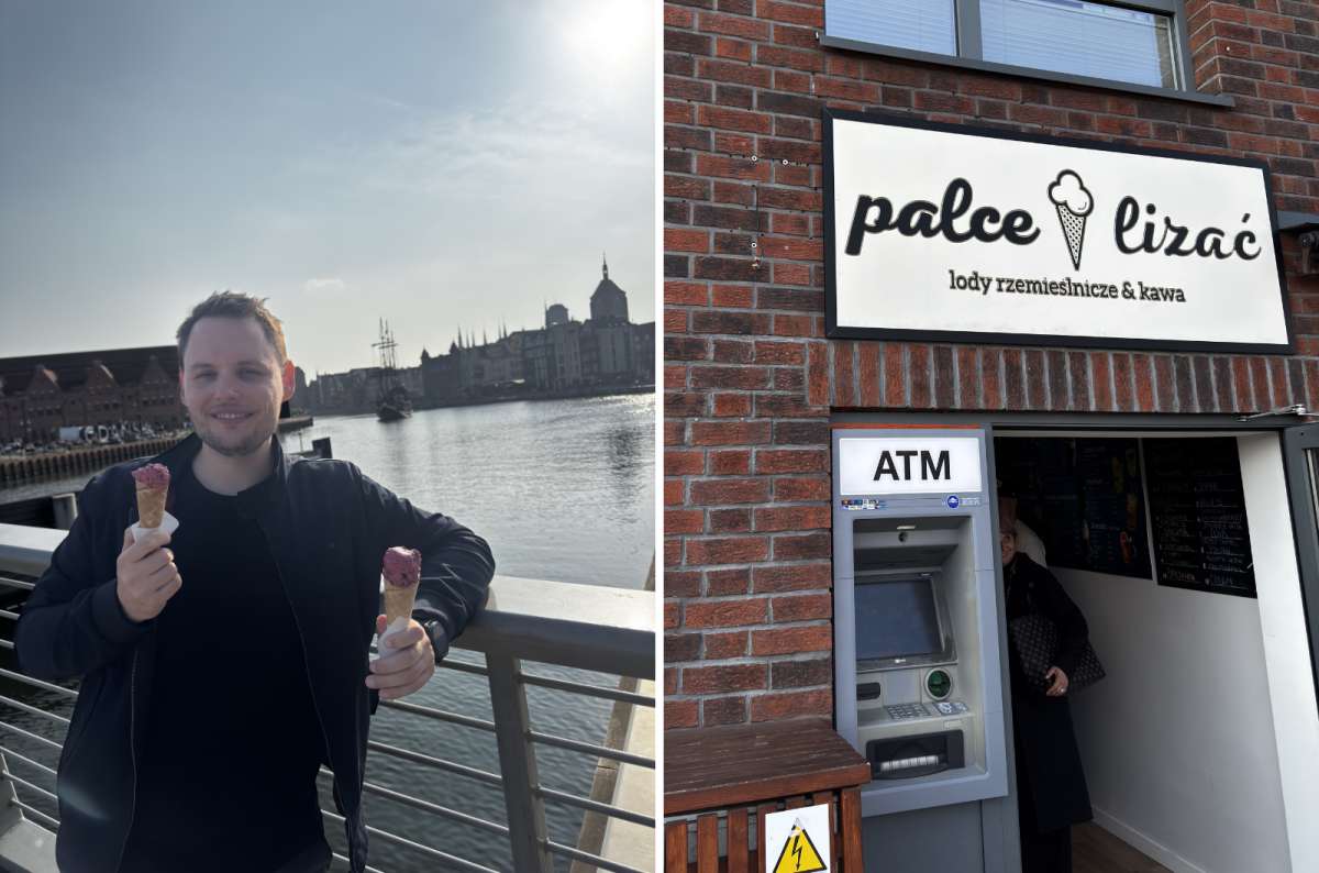  Tourist eating ice cream by the waterfront in Gdansk, Poland, photo by Next Level of Travel