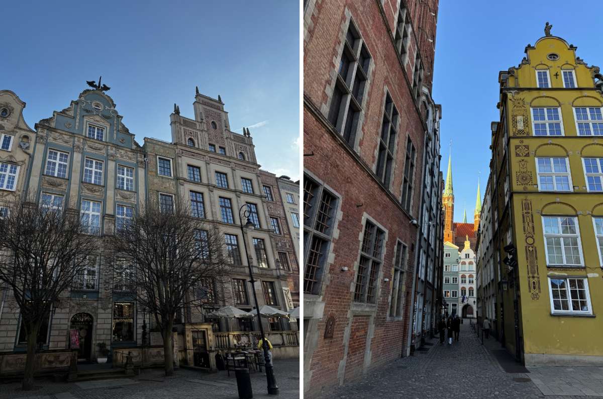 Colorful historic facades and narrow street near Długi Targ in Gdansk Old Town, Poland, photo by Next Level of Travel
