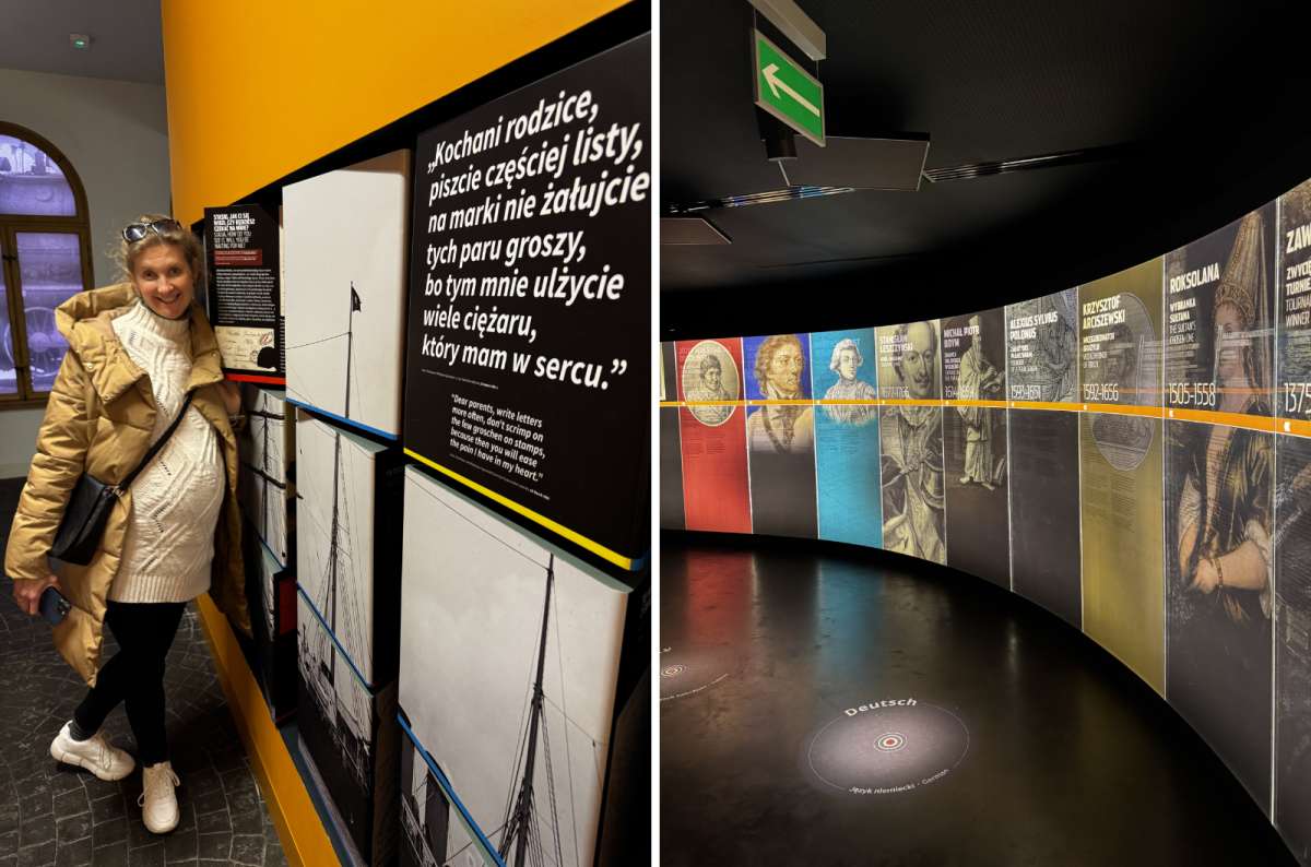 Interactive exhibits and historical timeline display at the Museum of Emigration in Gdynia, Poland, photo by Next Level of Travel