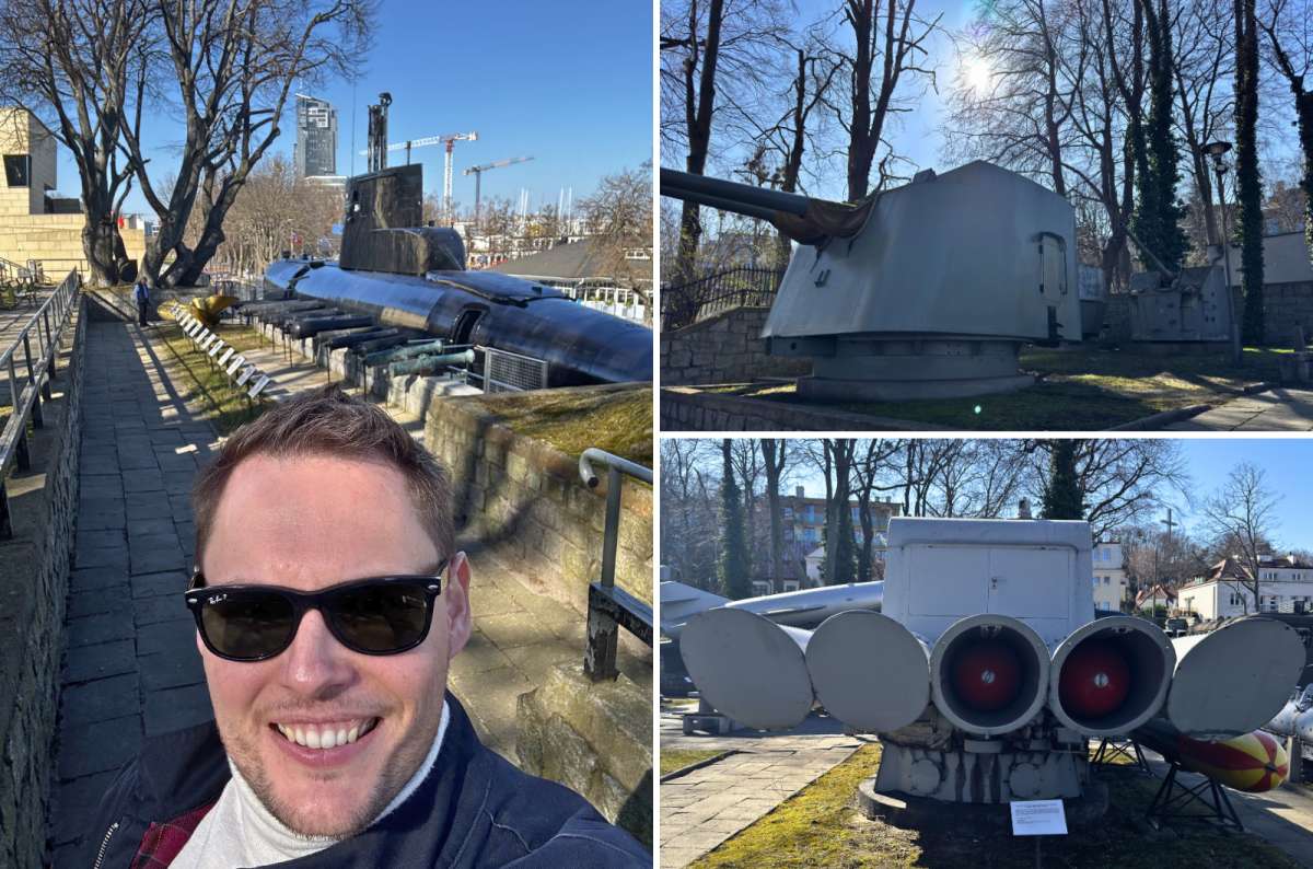 ORP Sokół submarine and naval weapons displayed at the Polish Navy Museum in Gdynia, Poland, photo by Next Level of Travel