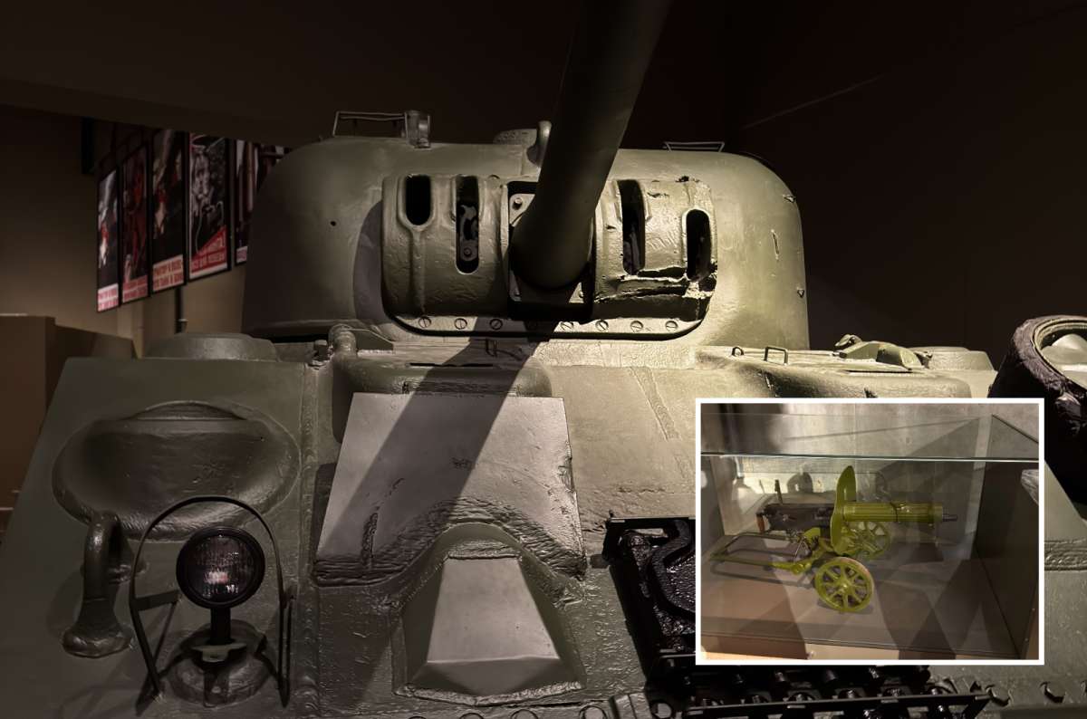 World War II military tank and artillery exhibit inside the Museum of the Second World War in Gdańsk, Poland, photo by Next Level of Travel