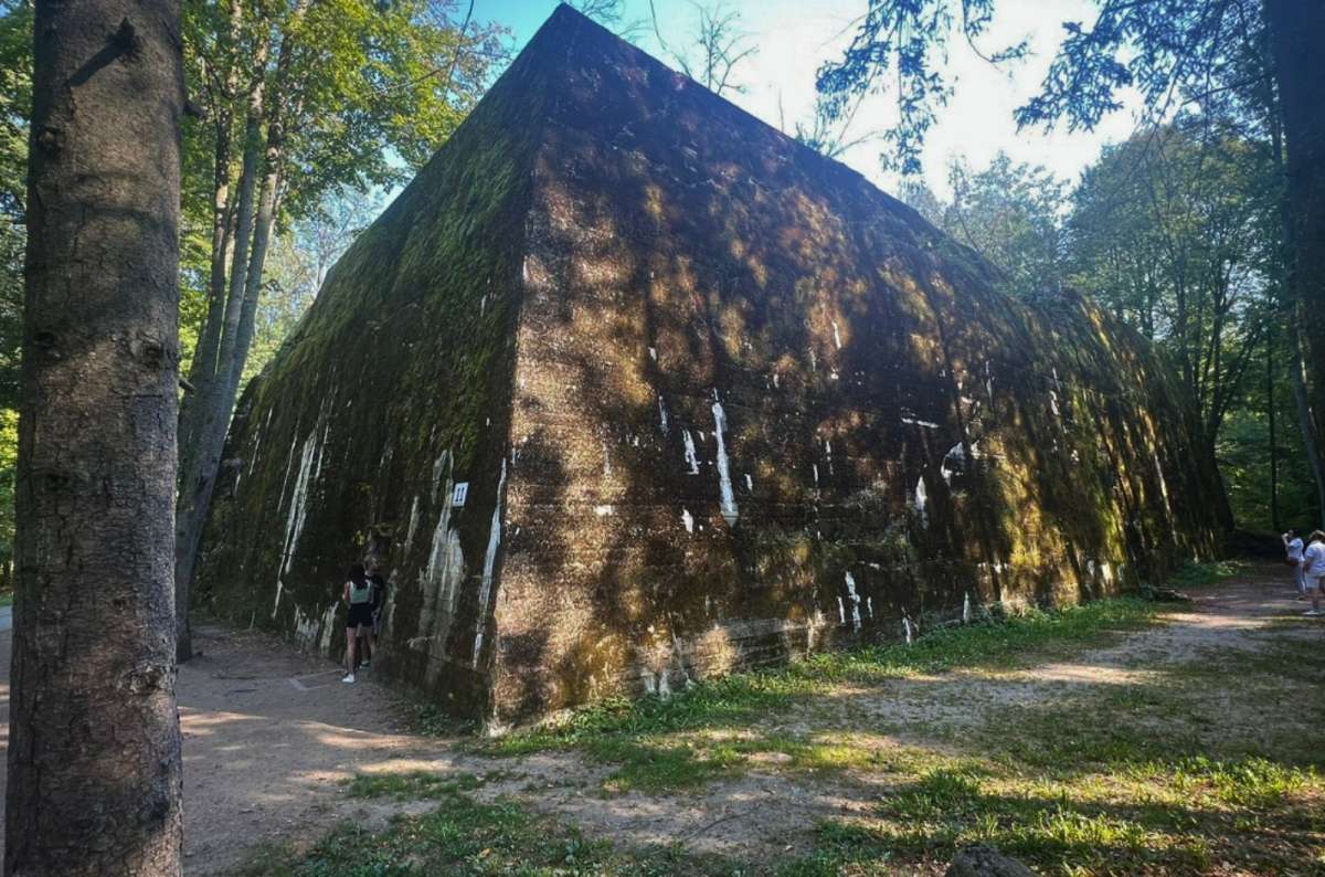 Wolf’s Lair bunker ruins surrounded by forest, Masuria, Poland