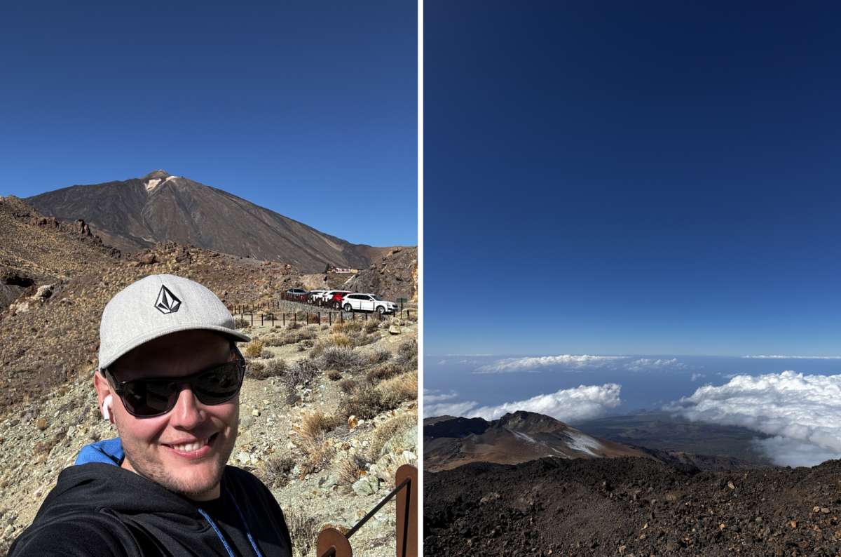 a collage of photos from the climb up to Mt. Teide and the view from the top, Canary Islands, photo by Next Level of Travel