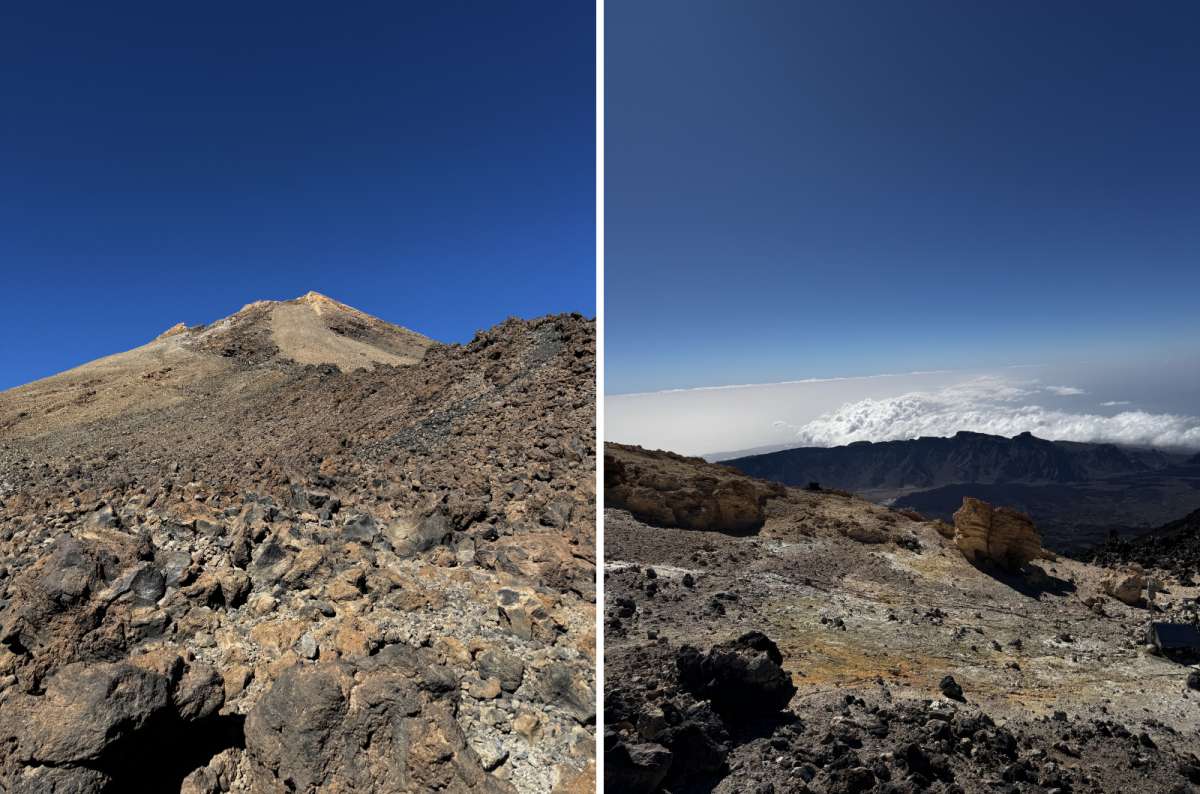 a collage of photos from the way up to the top of Mt. Teide, Canary Islands, photo by Next Level of Travel
