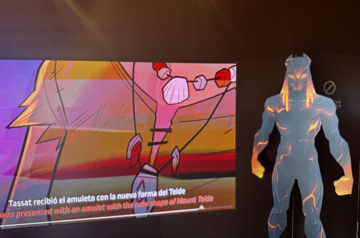 a photo from the observatory on the top of Mt. Teide showing a comic book character in the exhibition, Canary Islands, photo by Next Level of Travel