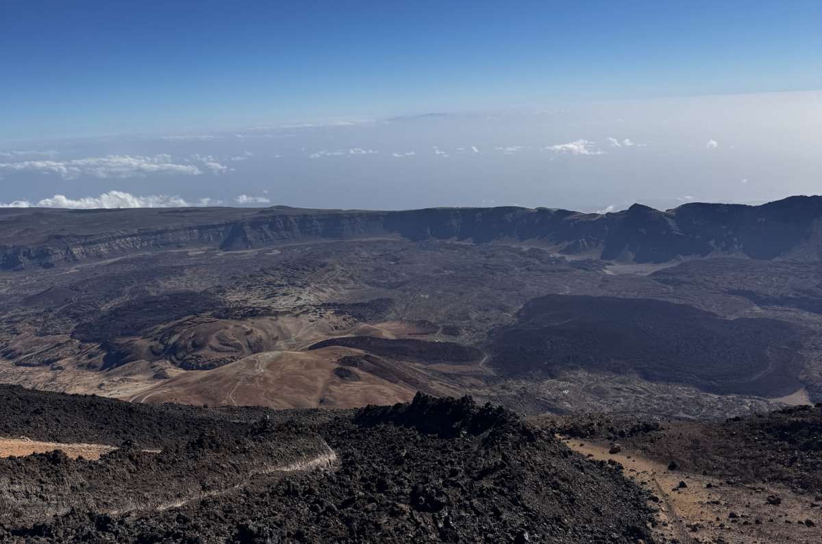 a photo of the crater at Mt. Teide, view from above, Canary Islands, photo by Next Level of Travel