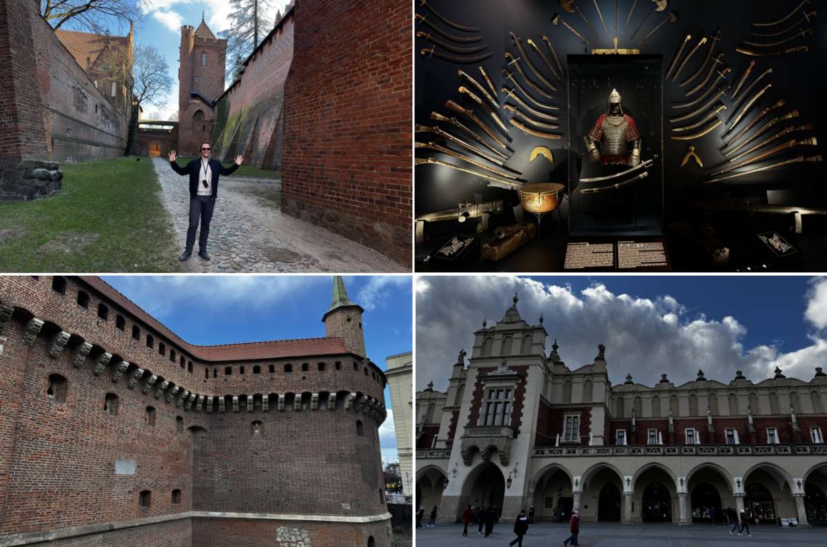 a collage of photos from the main stops in Krakow, Poland, photo by Next Level of Travel
