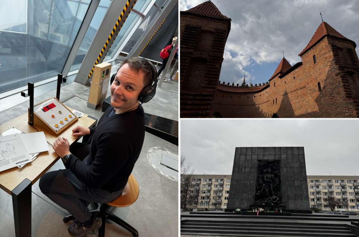 a collage of photos from the Polin museums and the Citadel complex in Warsaw, photo by Next Level of Travel