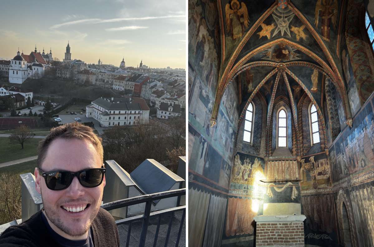 View over Lublin Old Town and Chapel of the Holy Trinity inside Lublin Castle, Lublin, Poland