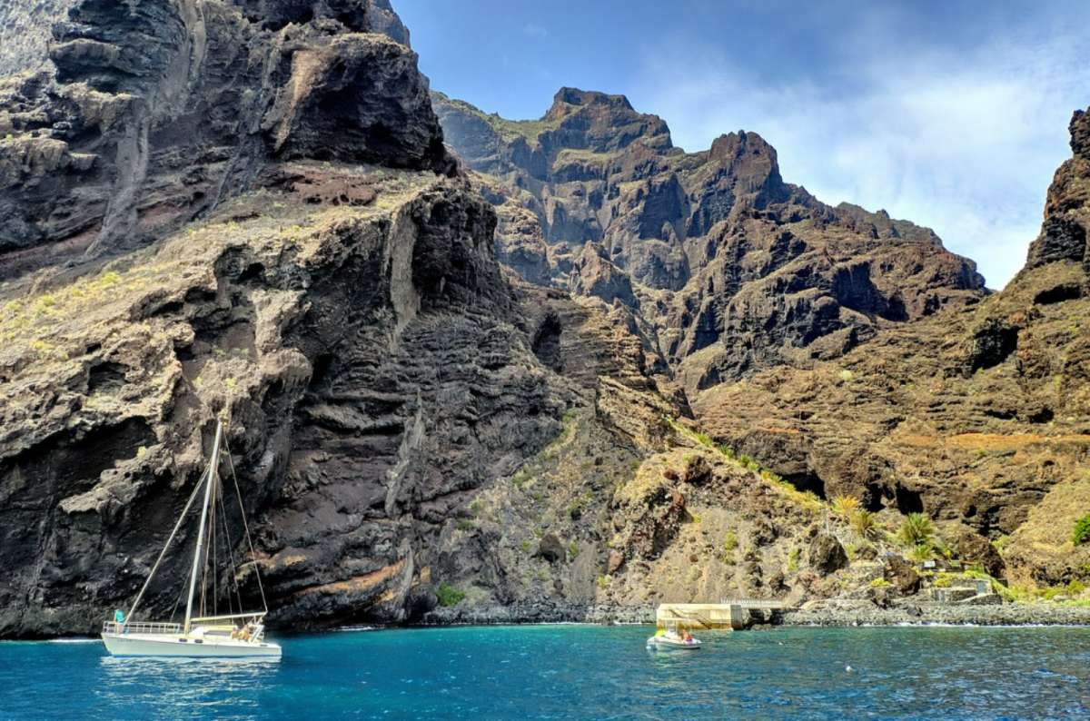 Masca Beach with cliffs and turquoise water in Teno Rural Park, Tenerife, Spain