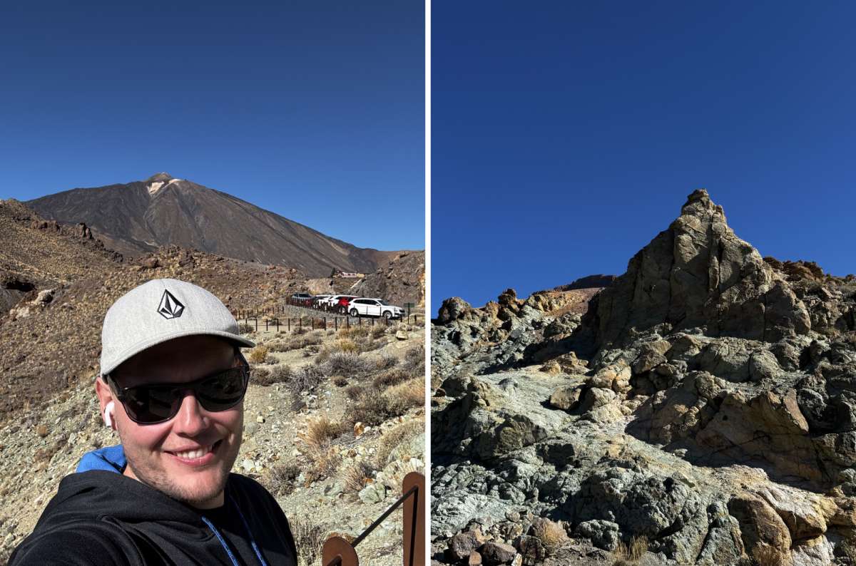 a collage of photos from Los Azulejos in Teide National Park, a nature park in Tenerife, Canary Islands, photo by Next Level of Travel
