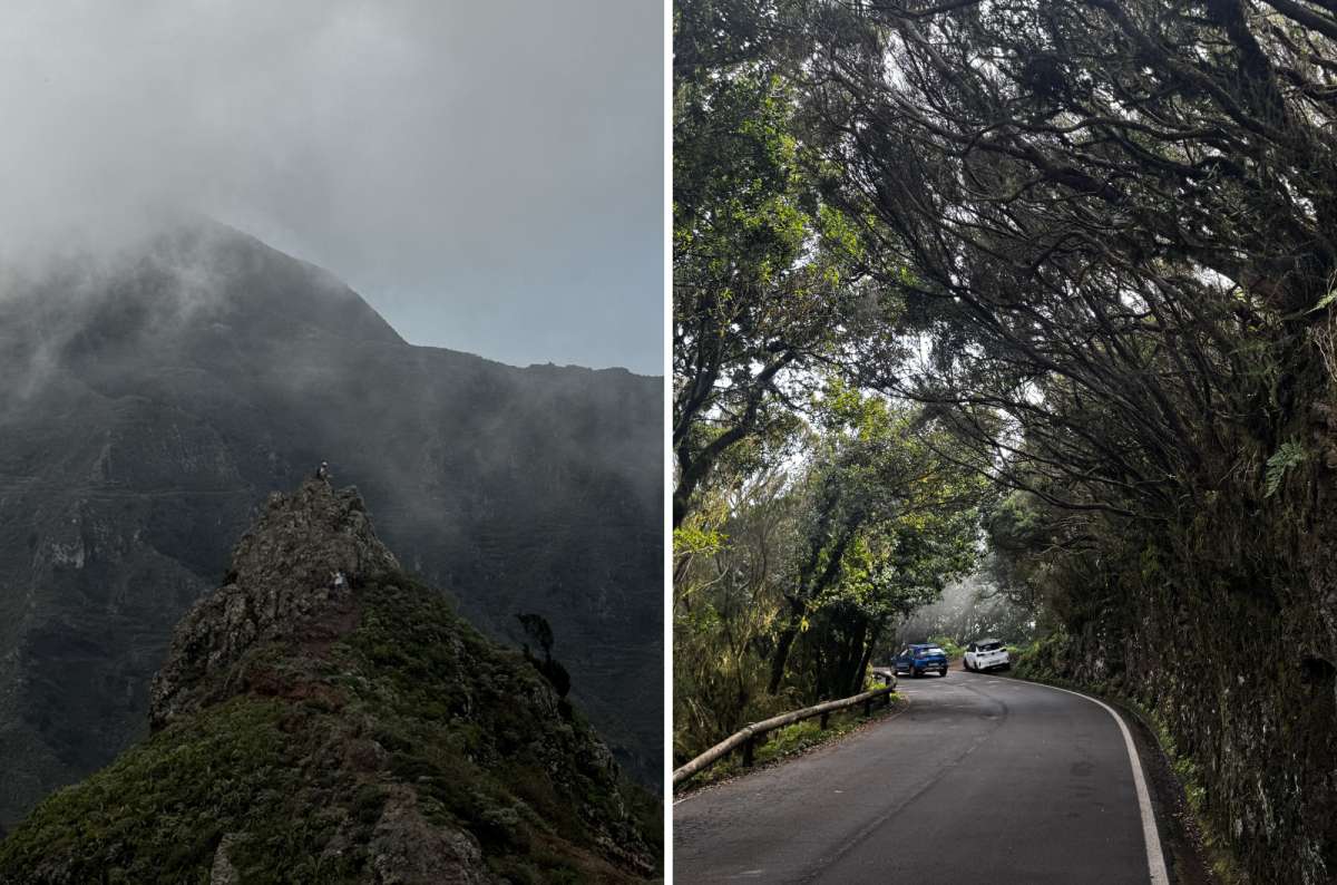 a collage of photos showing Pico del Inglés and the road leading up to it, Canary Islands, photo by Next Level of Travel