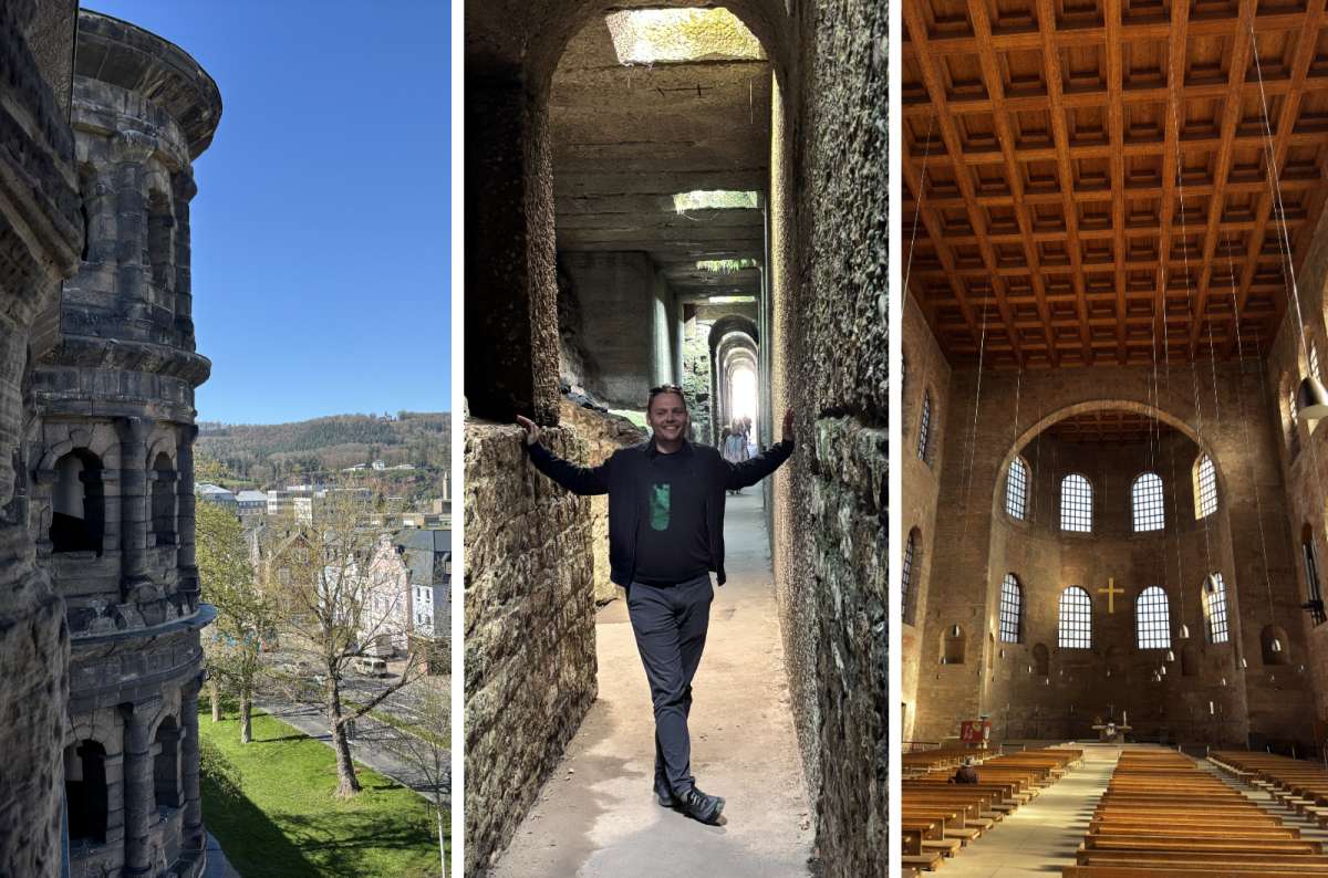a collage of photos from the main stops of the Trier itinerary, Germany, photo by Next Level of Travel