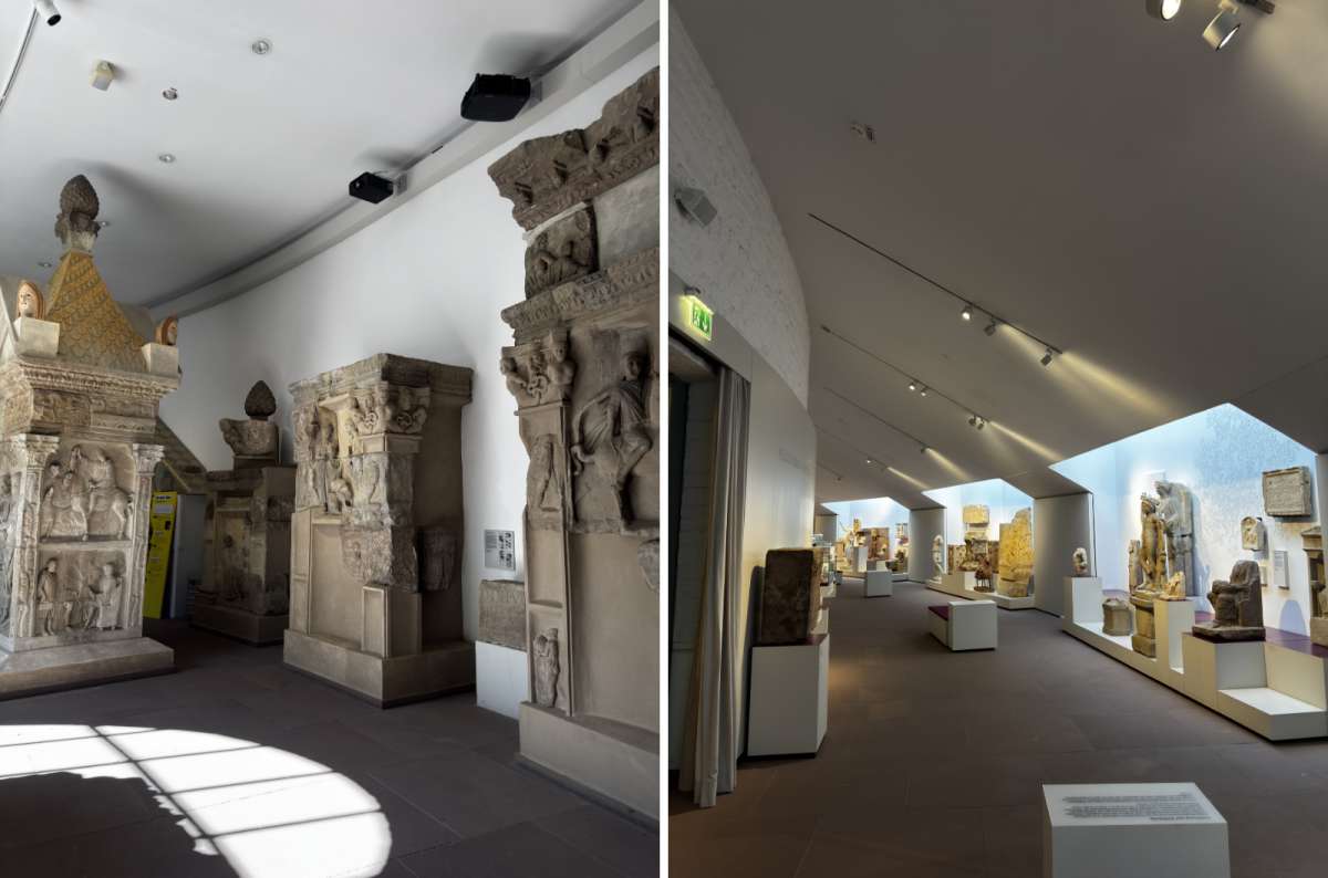 a collage of photos from the Rhineland State Museum, showing the various historical exhibitions, Germany, photo by Next Level of Travel