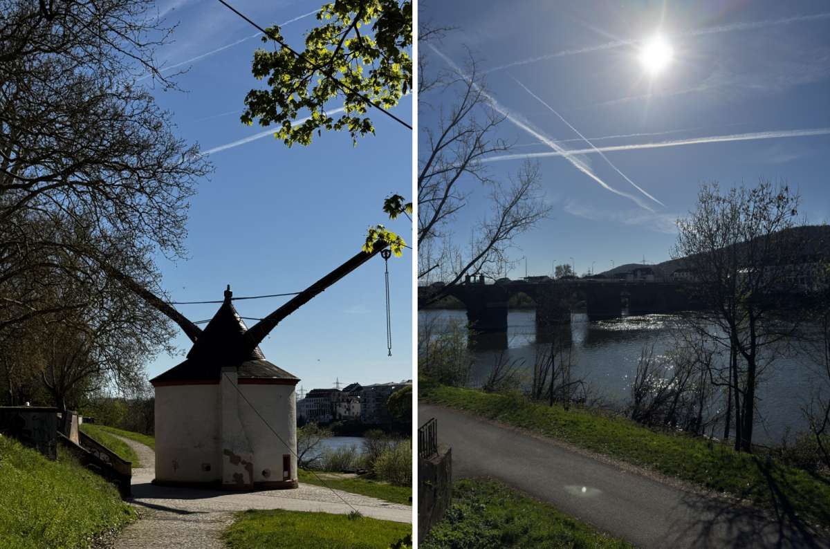 a collage of photos from the River walk to Zurlaubener Ufer showing the cozy vibe of the city, Trier, Germany, photo by Next Level of Travel