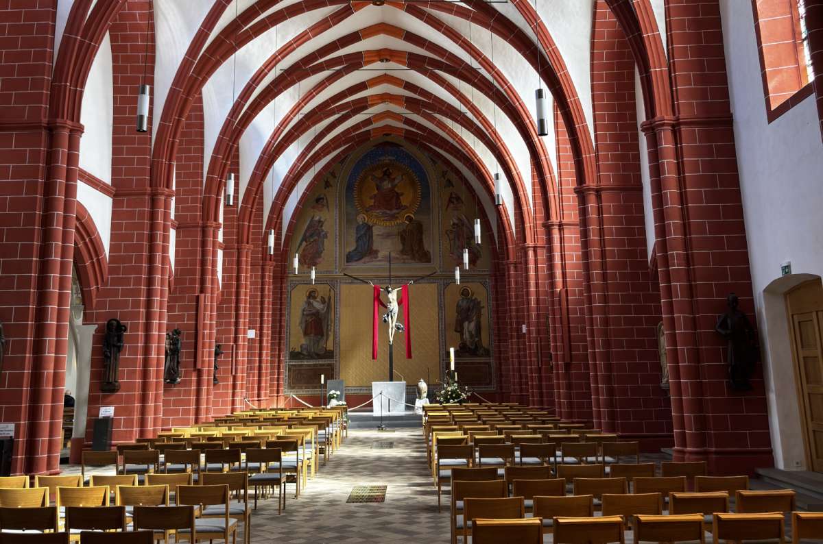 a photo from the inside of the St. Gangolf Church, showing its interior and decorations, Trier, Germany, photo by Next Level of Travel