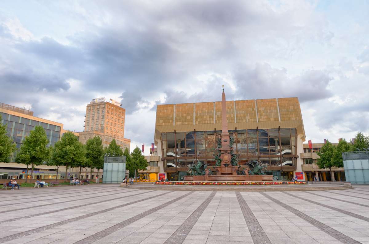 Augustusplatz square with the Leipzig Opera building in Leipzig, Germany
