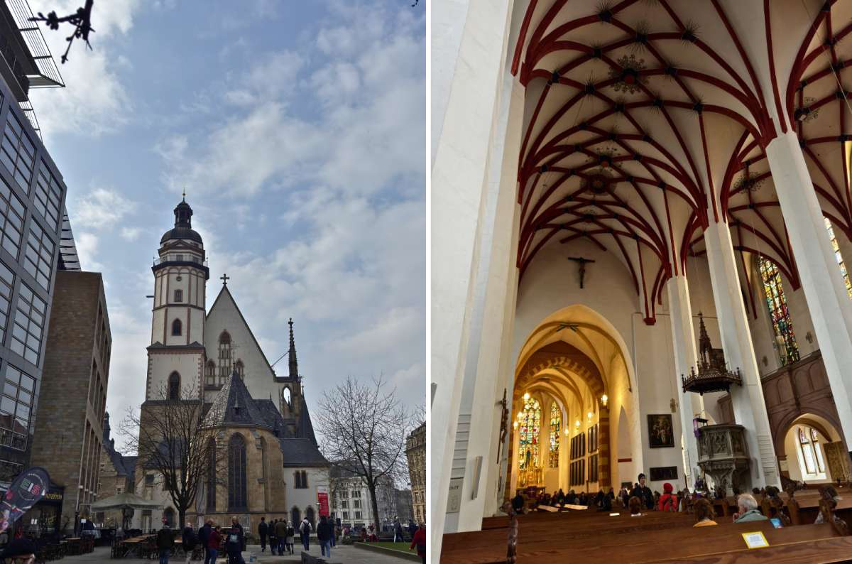 Exterior and interior of Thomaskirche church in Leipzig, Germany, photo by Next Level of Travel