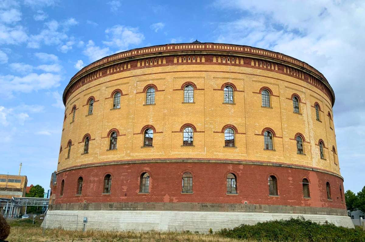 Exterior of the Panometer Leipzig exhibition building in Leipzig, Germany