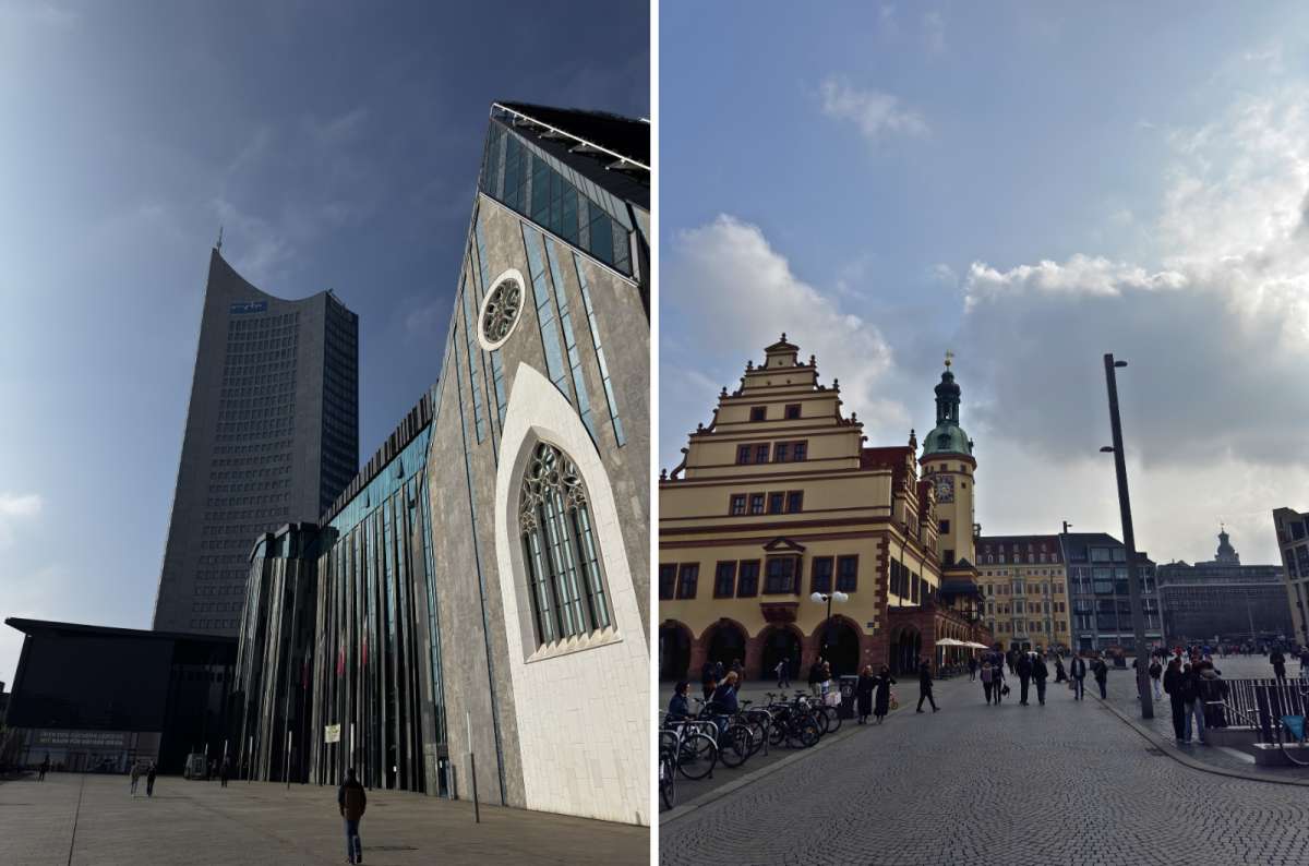 Paulinum church and Panorama Tower at Augustusplatz and Altes Rathaus on Marktplatz in Leipzig, Germany, photo by Next Level of Travel