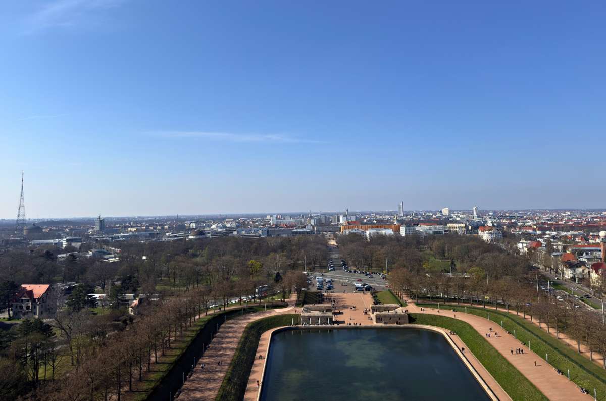 View over Leipzig, Germany from the top of Völkerschlachtdenkmal monument, photo by Next Level of Travel