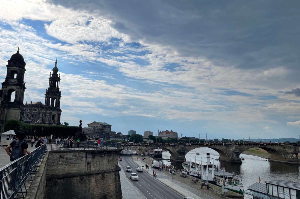 a photo showing the view from Brühl’s Terrace over the Elbe River in Dresden, Germany, photo by Next Level of Travel