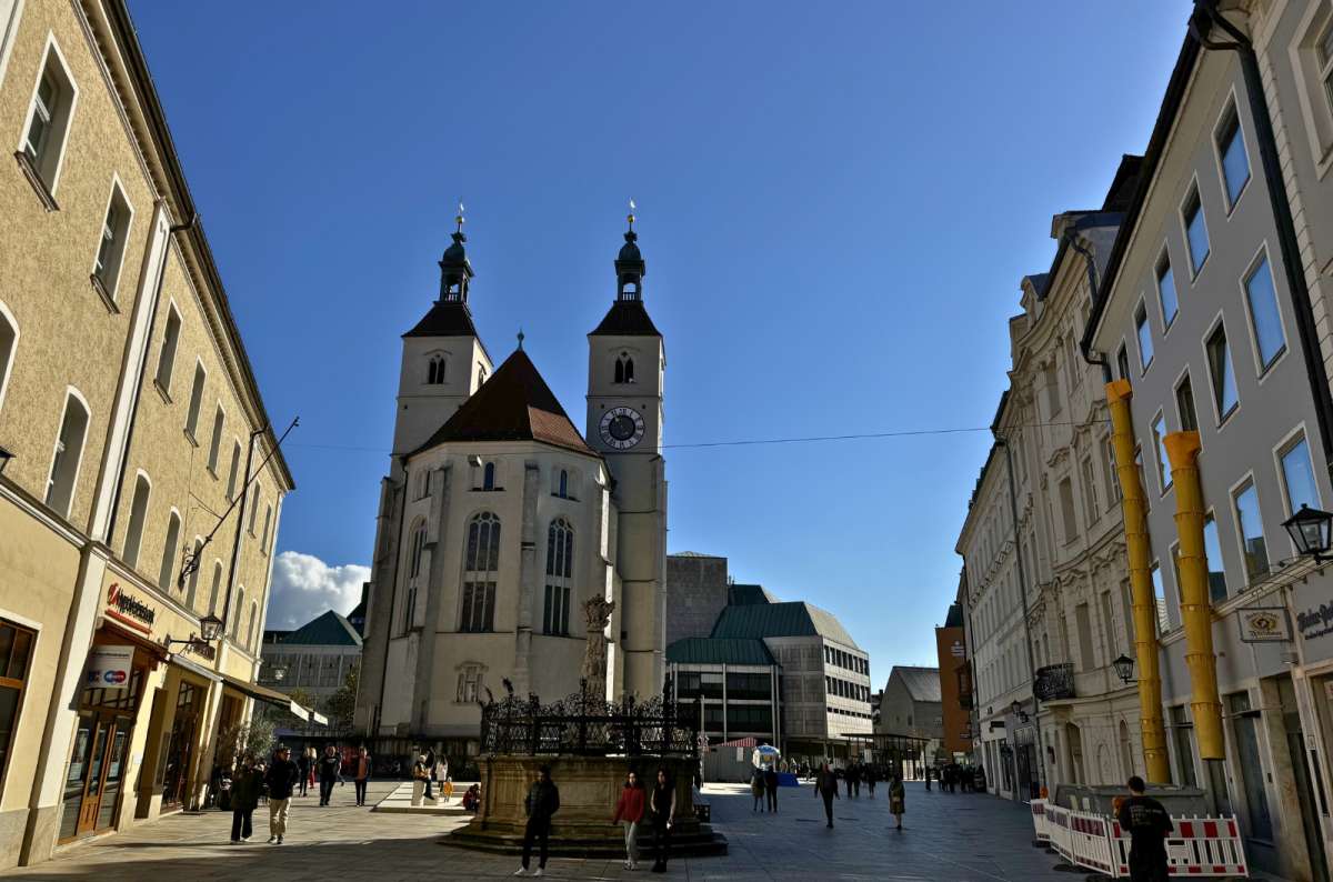St. Ulrich Church and old town streets in Regensburg, Germany, photo by Next Level of Travel