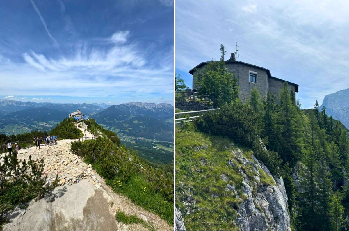 View from the Eagle’s Nest in Berchtesgaden, Germany, with mountain scenery and Kehlsteinhaus on the cliff edge