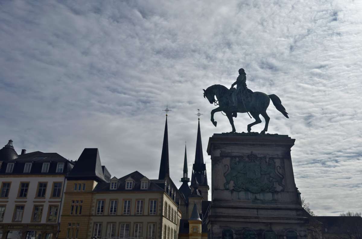 Equestrian statue of Grand Duke William II in Place Guillaume II, Luxembourg City, Luxembourg, photo by Next Level of Travel