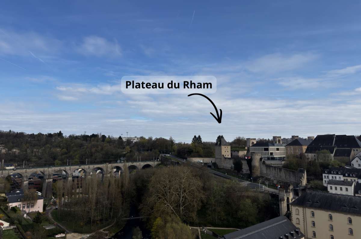 a photo of the Plateau du Rham medieval fortifications and towers, Luxembourg, photo by Next Level of Travel