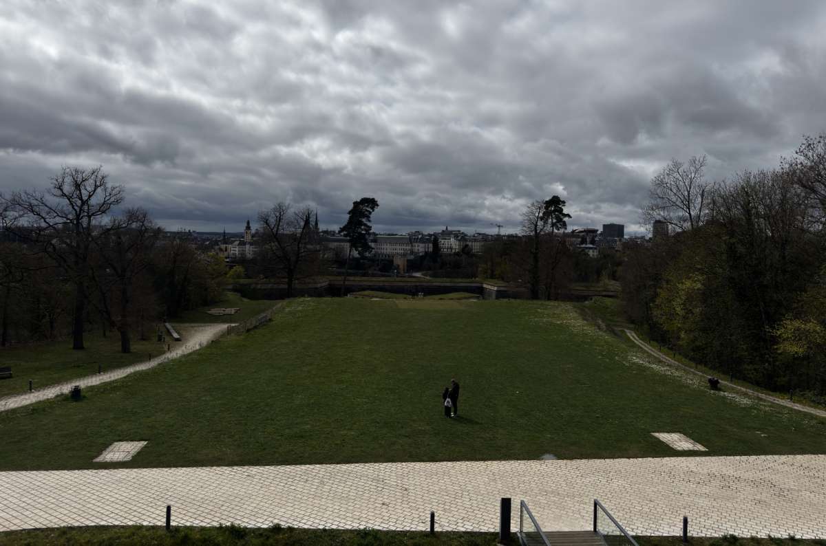 The lawns and fort of the Dräi Eechelen park on Kirchberg, Luxembourg City, Luxembourg, photo by Next Level of Travel