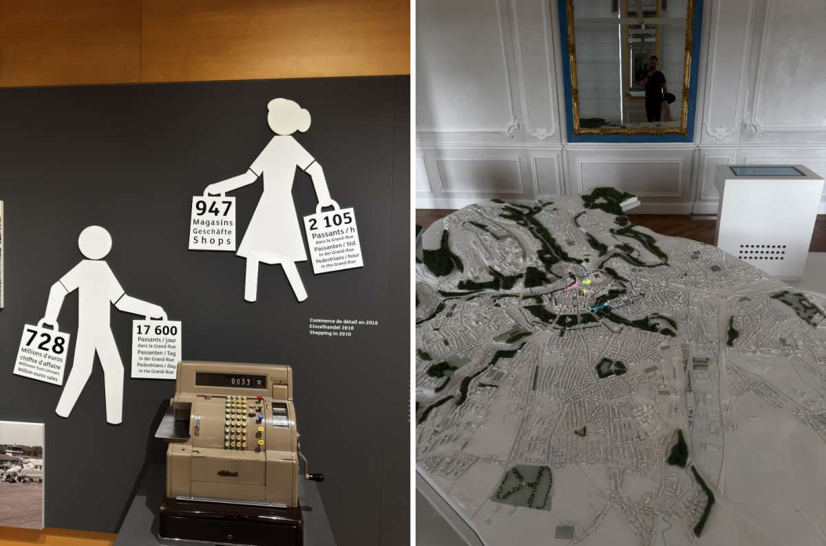 a collage of the exhibition in the National Museum, displaying the history of the capital and the entire country, Luxembourg, photo by Next Level of Travel